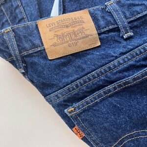 Vintage Levis 619 Orange Tab Jeans Mens 35x32 Dark Wash Straight Leg Made Canada